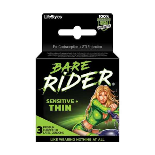Lifestyles Bare Rider Sensitive Thin 3 Lub. Latex Condom