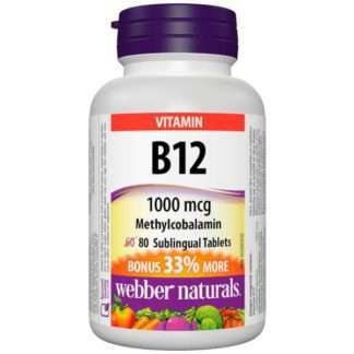Webber Naturals Vitamin B12 1000 Mcg Quick Dissolve Methylcobal. 60 + 20 Tbl.